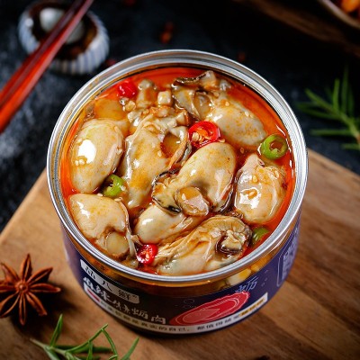 金盛生蚝罐头牡蛎260g海鲜水产零食冷冻批发蒜蓉生蚝麻辣小海鲜图2