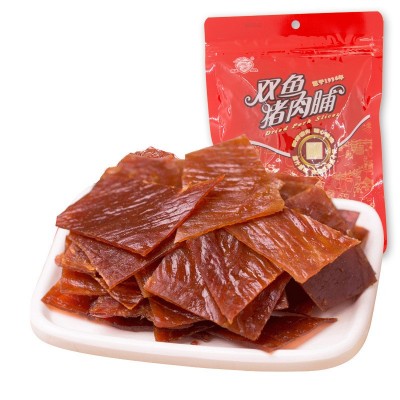 江苏老字号靖江特产金奖猪肉铺双鱼牌猪肉脯自然片120g散装猪肉干图5