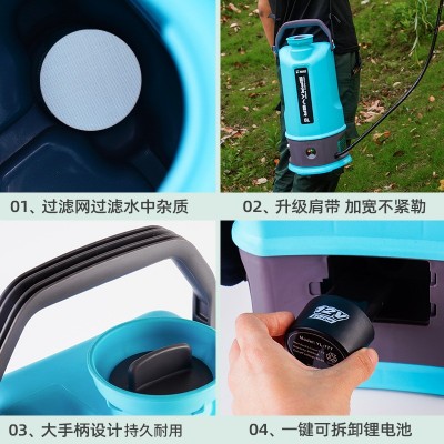 5L/8L10L电动喷雾器喷壶充电打药机背负式高压消毒锂电池农用新型图3