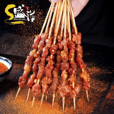 牛肉串 烧烤半成品炸串串食材牛肉串 批发真鲜见冷冻腌制牛肉500g图2