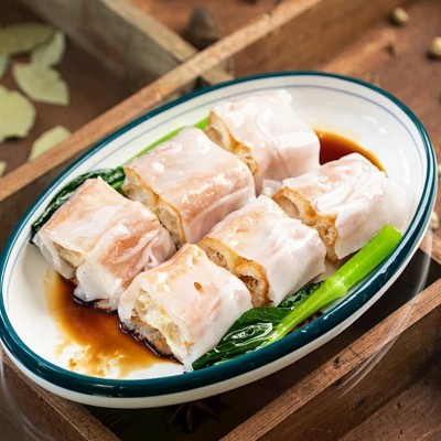 广式肠粉预拌粉早茶点心猪肉虾仁米粉家用袋装加热即食肠粉用粉图3