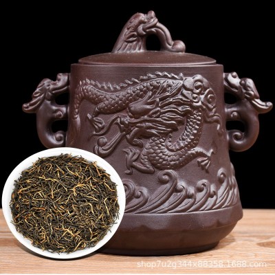 金骏眉红茶新茶龙纹浮雕陶瓷罐装200克直播带货好物一件代发批发