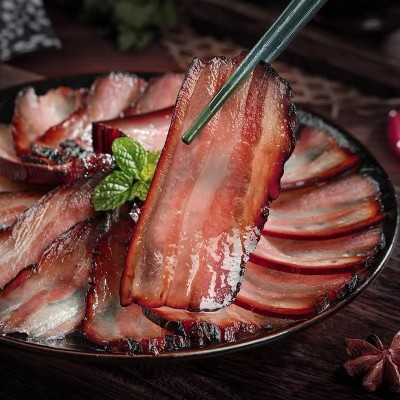 【腊五花】恩施农家传统工艺腌制松柏树柴火烟熏腊肉肥瘦相间图4