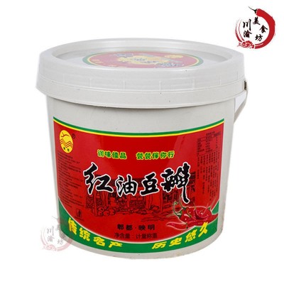 郫都映明红油豆瓣3KG包邮川菜调味上色商用桶装郫县豆瓣酱炒菜调图2