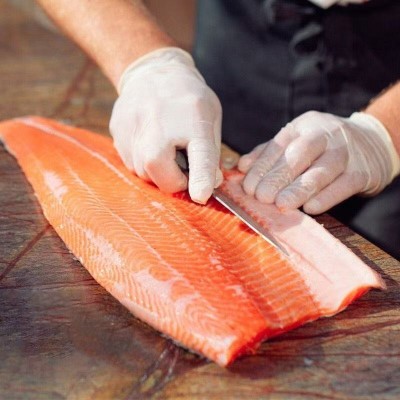 国产新疆三文鱼刺身用三文鱼现切中段虹鳟鱼日式料理自助餐厅食材图5