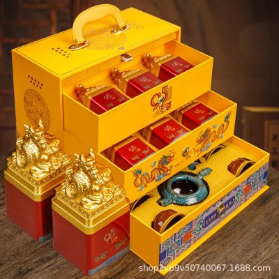 春节茶叶礼盒装金骏眉小种红茶碎银子铁观音配送茶具过年高档礼品图2