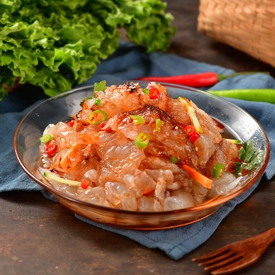 凉拌海蜇头220g 无沙盐渍海蜇皮海蜇丝下酒菜带调料 即食海蜇头图2