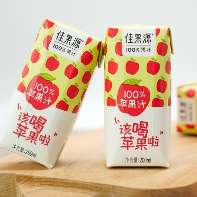 佳果源100%苹果汁200ml*24不添加白砂糖果汁饮料礼盒团购批发集采图2