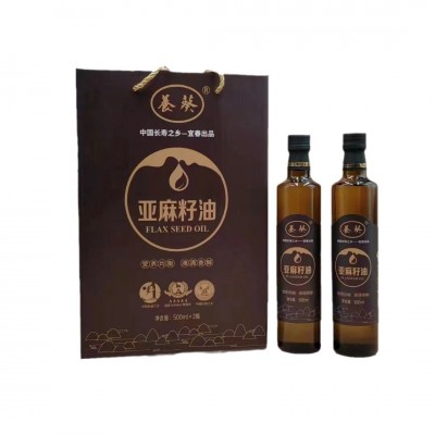 亚麻籽油一级冷榨礼盒500ML*2胡麻油 团购礼品亚麻籽食用油批发图5
