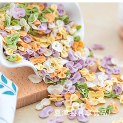 散装多彩多味小蝴蝶面 鲜榨果蔬面挂面 出口品质源头厂家批发零售图2