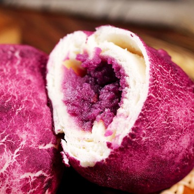 紫薯包子速食早餐半成品紫米零食儿童面包面点冻冷加热大馒头厂家图3