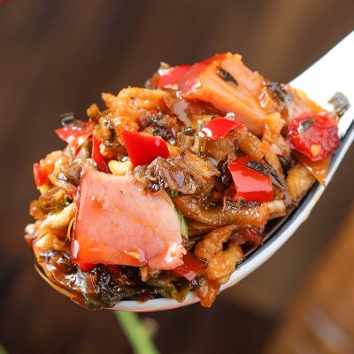 贴牌定制腊肉外婆菜咸菜芥菜预制菜熟食外婆菜开胃下饭菜香辣瓶装图2