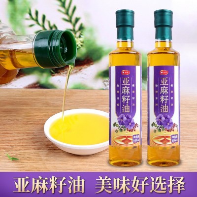 亚麻籽油一级冷榨500毫升瓶装炒菜凉拌植物油家用食用油厂家批发图2