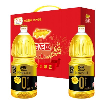 金龙鱼阳光零反式脂肪压榨葵花仁油1.5L*2礼盒图2