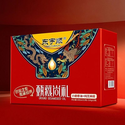 小磨芝麻香油880ml礼盒走亲访友送礼火锅蘸料凉拌菜拌面酱调味图2