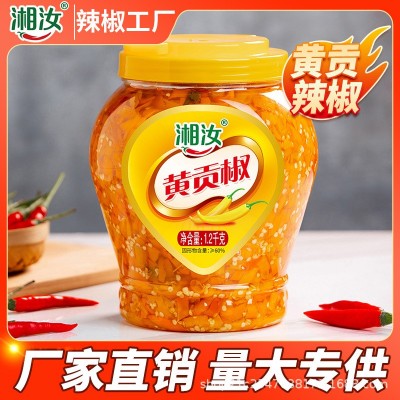 湘汝黄贡椒 2kg 商用批发黄灯笼剁椒酱 湖南香辣酸汤 拌饭拌面酱