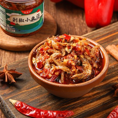 剁椒小鱼仔下饭菜开胃菜辣椒酱下酒菜酱腌菜厂家批发小香辣图3