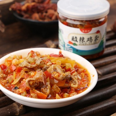 湖南酸辣鸡杂下饭菜开胃菜下酒菜拌饭拌面酱腌菜厂家批发图2