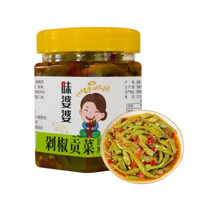 味婆婆剁椒贡菜280g瓶装湖南特产农家新鲜辣椒拌饭酱腌菜批发香辣图5